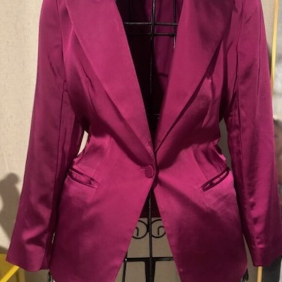 Express Size Medium Hot Pink Satin Blazer - Picture 4 of 6